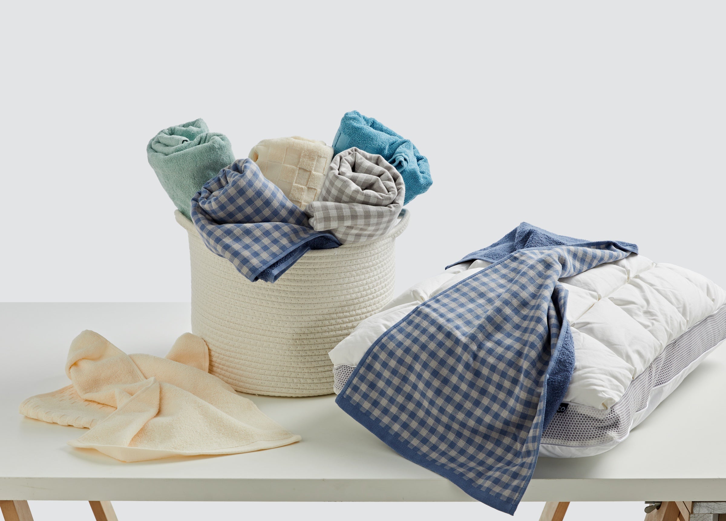 Dual-sided Check Turkish Cotton Towel Set