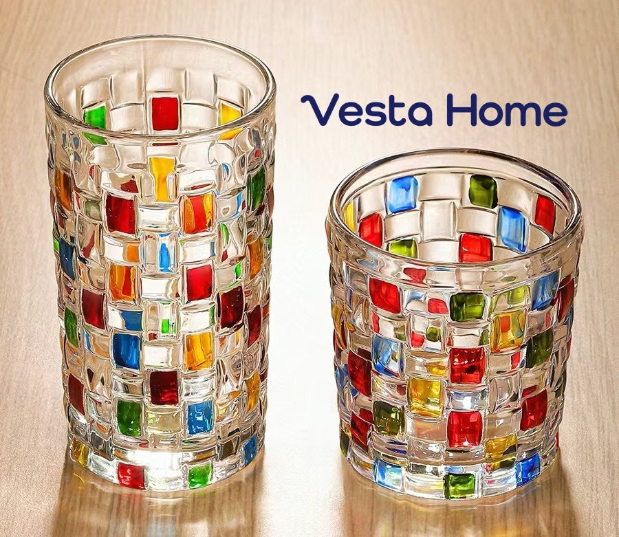 Vesta Home Art square relief glass cup