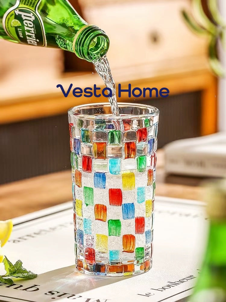 Vesta Home Art square relief glass cup