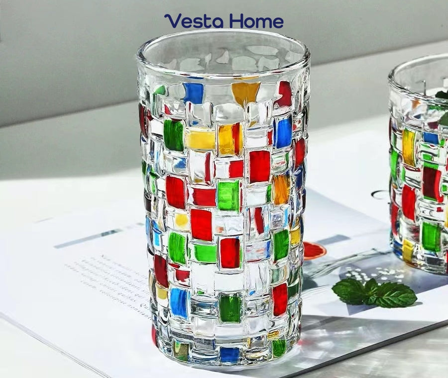 Vesta Home Art square relief glass cup