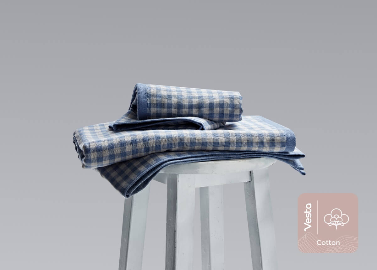 Dual-sided Check Turkish Cotton Towel Set