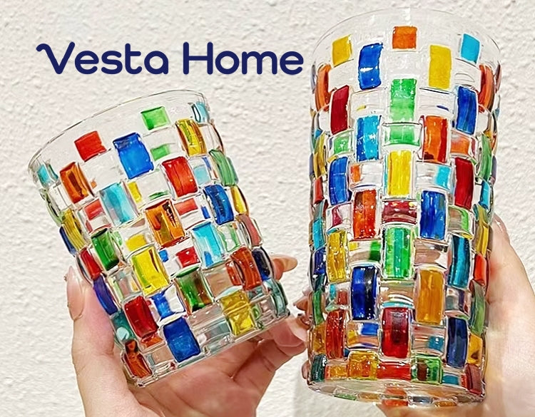 Vesta Home Art square relief glass cup