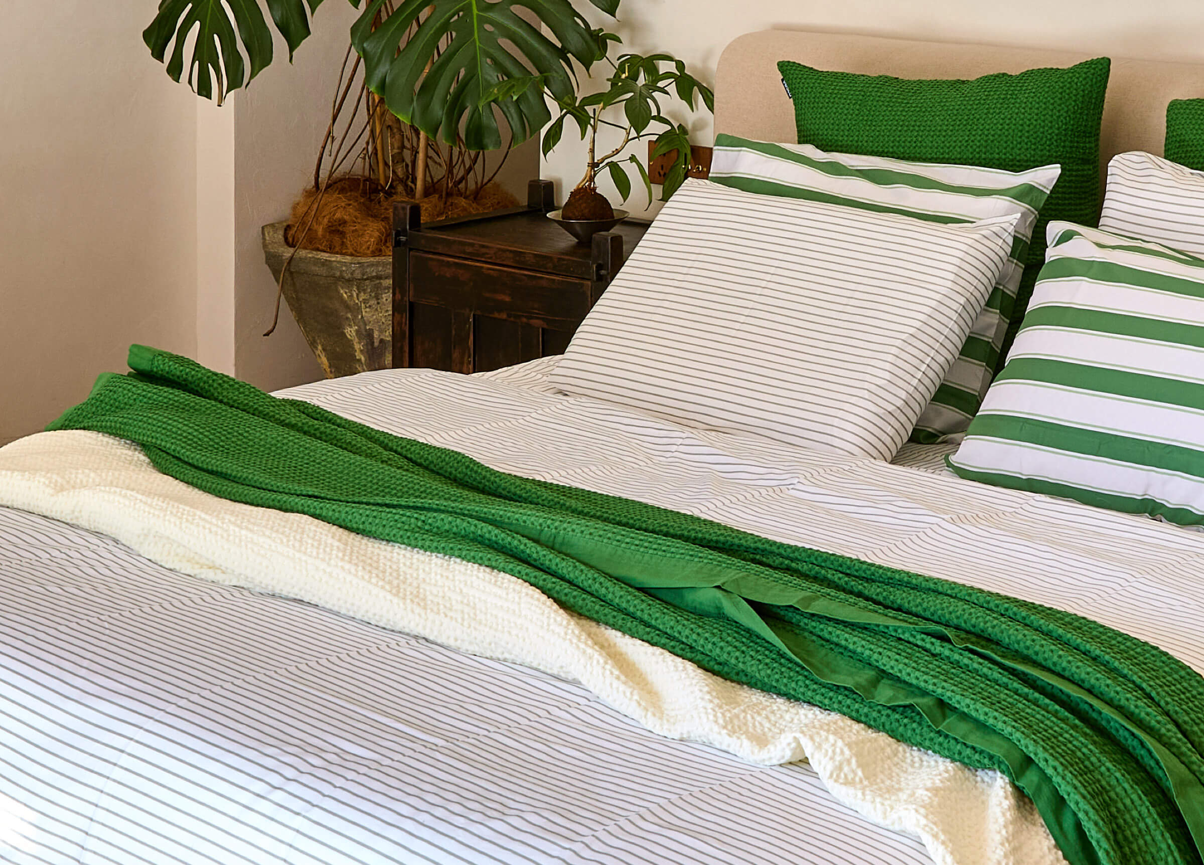 Mint Lines Cotton Pillowcase Set - Final Sale