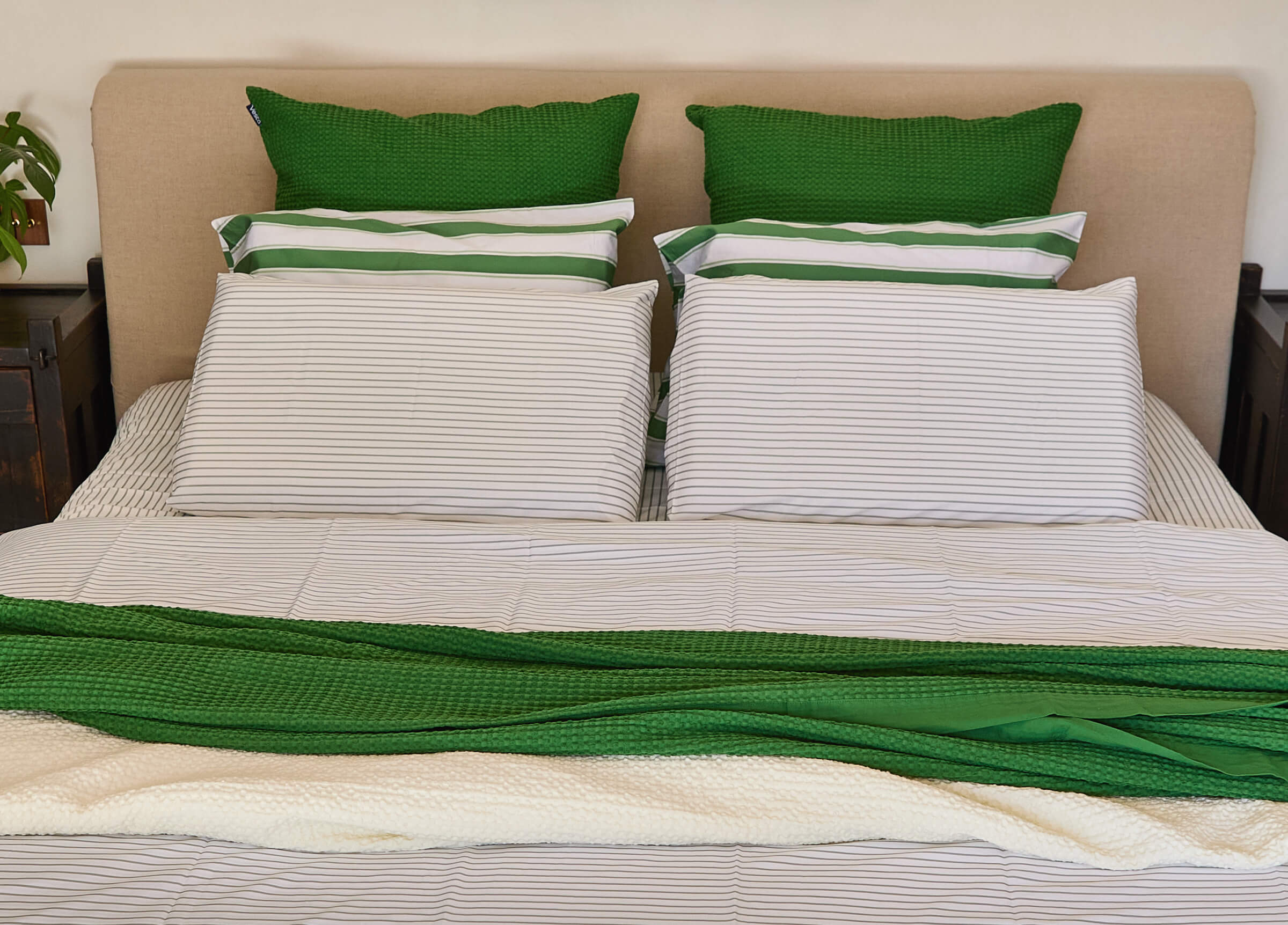 Mint Lines Cotton Pillowcase Set - Final Sale