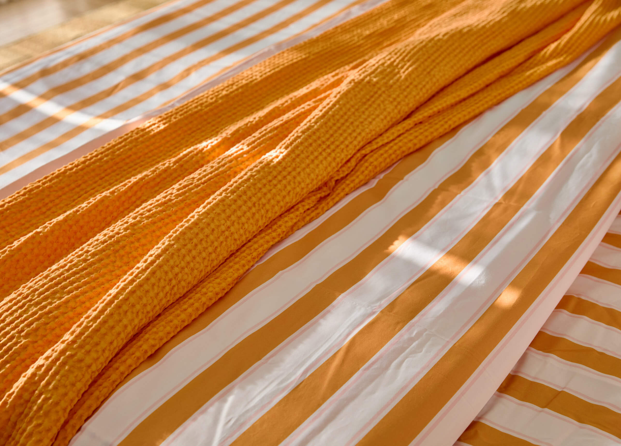 Naples Gold Waffle Weave Blanket - Final Sale