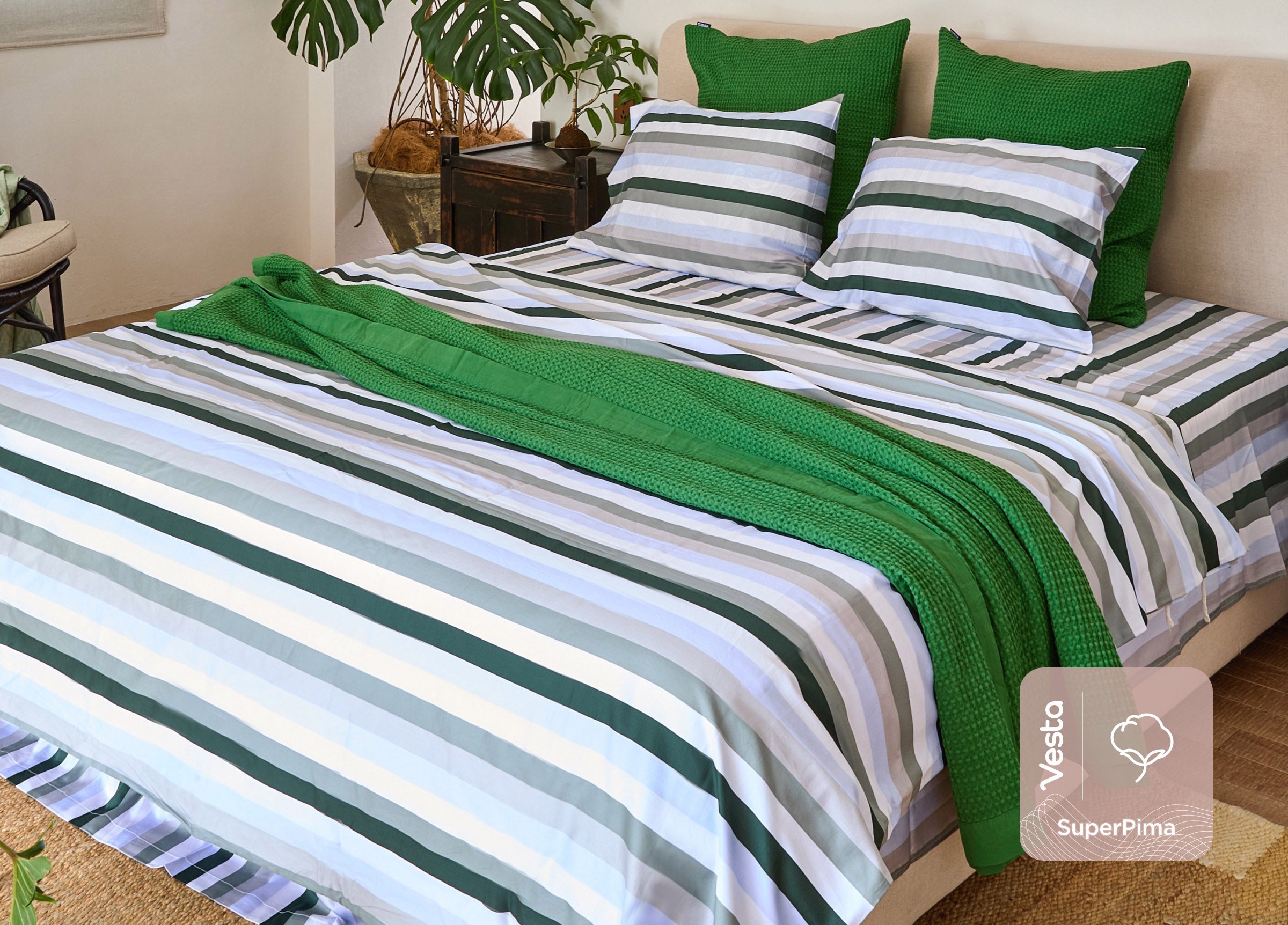 SuperPima™ Morandi Stripe Fitted Sheet