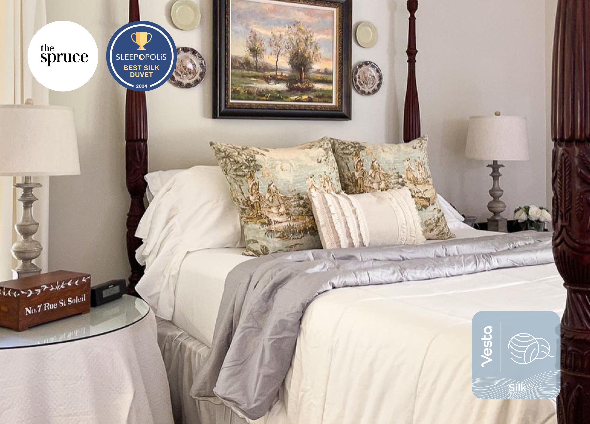thumbnail image 2 of Cocoon Pure Silk Filled Single Duvet - All-Season Weight, 9 Tog, White Cotton Cover, 140x210cm 2 of 4