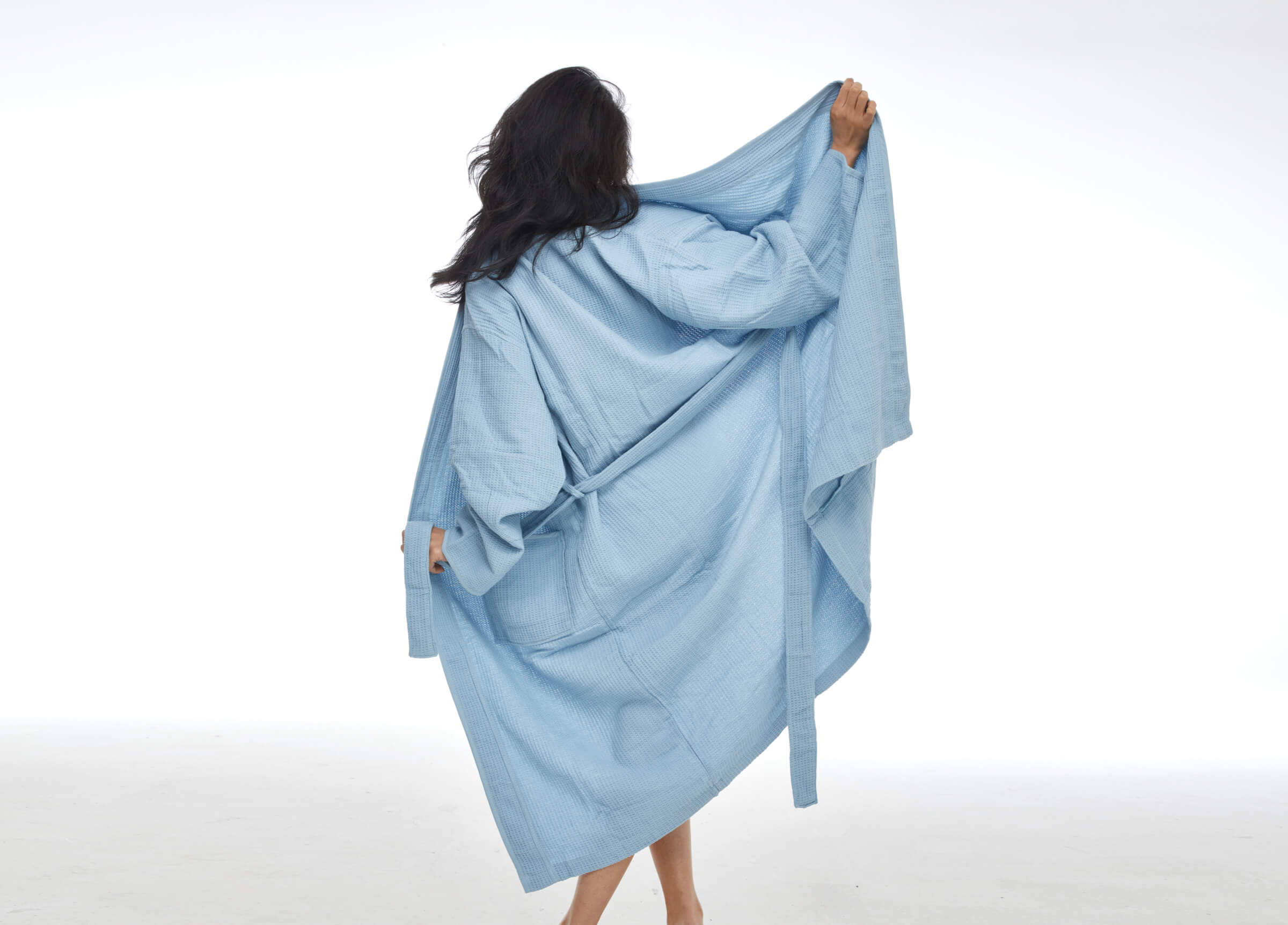 SuperWaffle Ultra Absorbent Bath Robe - Blue