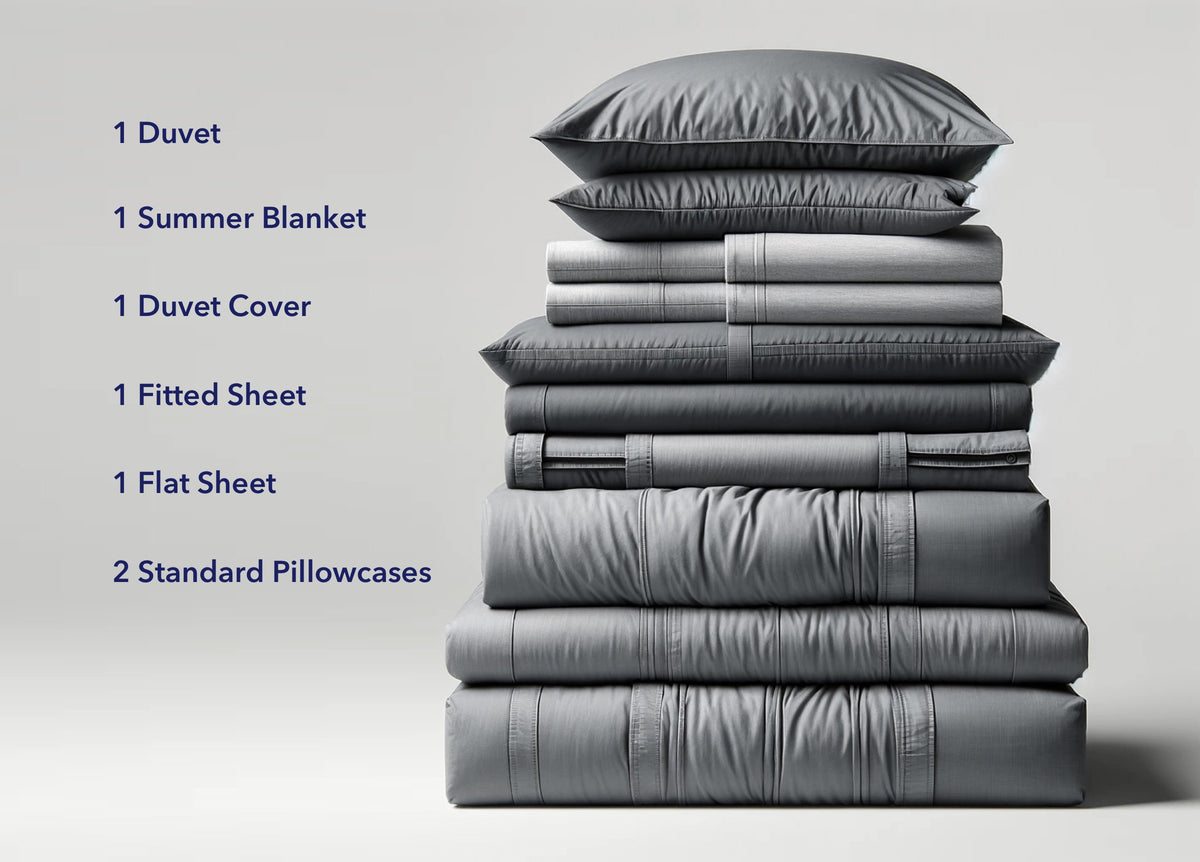 Four Seasons Bundle | Sustainable Duvets, Sheets and Pillows By Vesta