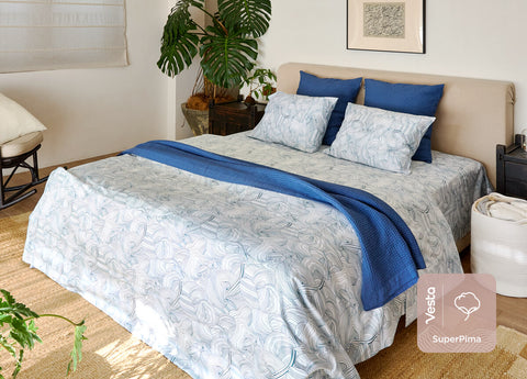 Ink in Azure Fitted Sheet - Queen Size Only