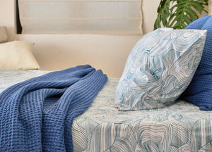 Ink in Azure Fitted Sheet - Queen Size Only
