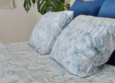 Ink in Azure Fitted Sheet - Queen Size Only
