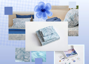 Ink in Azure Fitted Sheet - Queen Size Only