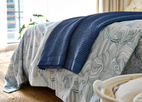 Ink in Azure Fitted Sheet - Queen Size Only