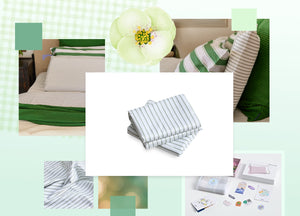 Mint Lines Cotton Pillowcase Set - Final Sale