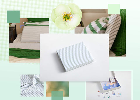 Mint Lines Flat Sheet - Final Sale