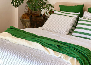 Mint Lines Cotton Pillowcase Set - Final Sale