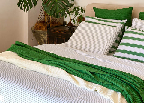 Mint Lines Cotton Pillowcase Set - Final Sale