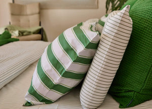 Mint Lines Cotton Pillowcase Set - Final Sale