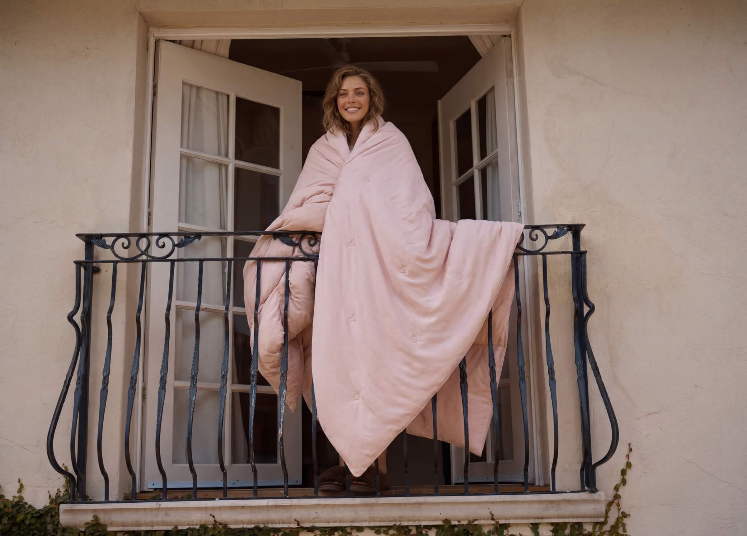 Heavenly Pink Silk Blanket - Queen Size