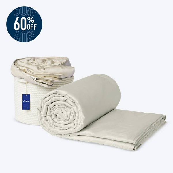 Vesta Washable Premium Silk Cooling Blanket - IVORY SLATE