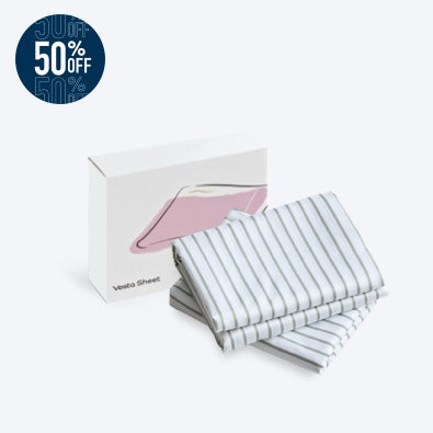 Mint Lines Cotton Pillowcase Set - Final Sale