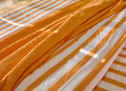 Naples Gold Waffle Weave Blanket - Final Sale