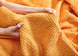 Naples Gold Waffle Weave Blanket - Final Sale